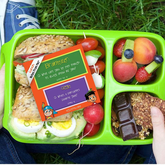 Brainteasers & Giggles - 101 Tear-Off Lunch Box Notes for Kids - Inspirational, Motivational, Thinking of You, Jokes for Kids, Summer Camp, Back to School Essentials, Ages 8+