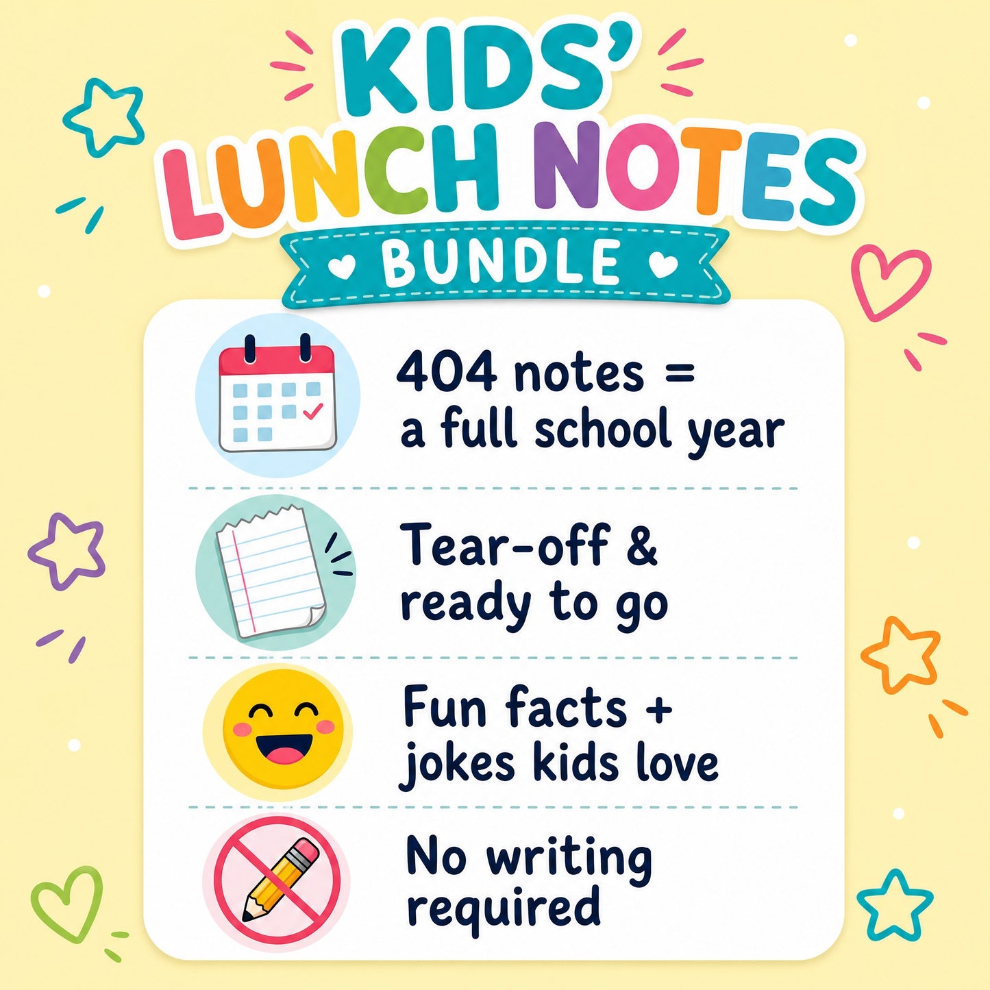 The Giggle Squad – 404 Kids Lunch Box Notes (4-Pack) | Fun Facts & Jokes, Tear-Off, Ages 8+