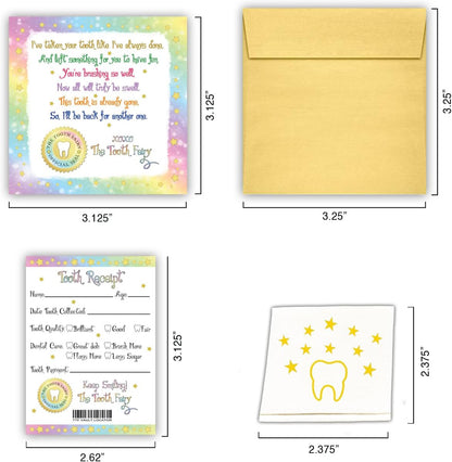 The Tooth Fairy Helper's Kit - Magical Keepsake Gift with Tooth Pouch, 10 Unique Tooth Fairy Cards, 10 Tooth Fairy Receipts, 10 Golden Envelopes, First ToothFairy Visit