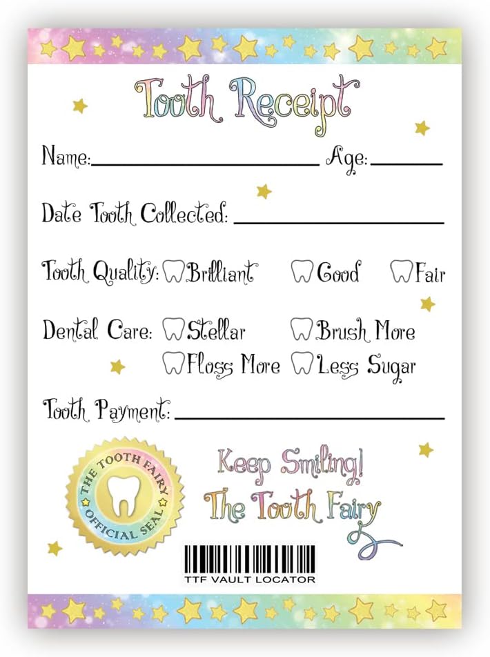 The Tooth Fairy Helper's Kit - Magical Keepsake Gift with Tooth Pouch, 10 Unique Tooth Fairy Cards, 10 Tooth Fairy Receipts, 10 Golden Envelopes, First ToothFairy Visit