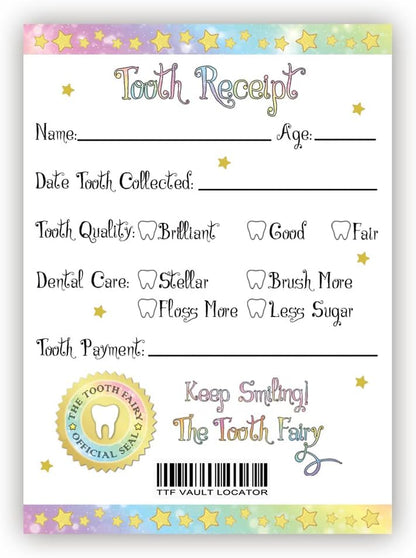 The Tooth Fairy Helper's Kit - Magical Keepsake Gift with Tooth Pouch, 10 Unique Tooth Fairy Cards, 10 Tooth Fairy Receipts, 10 Golden Envelopes, First ToothFairy Visit