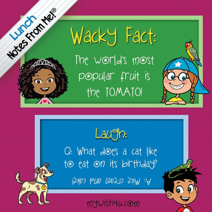 Wacky Facts & Laughs - 101 Tear-Off Lunch Box Notes for Kids - Inspirational, Motivational, Thinking of You, Jokes for Kids, Summer Camp, Back to School Essentials, Ages 8+