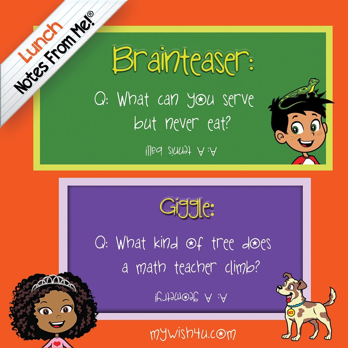 Brainteasers & Giggles - 101 Tear-Off Lunch Box Notes for Kids - Inspirational, Motivational, Thinking of You, Jokes for Kids, Summer Camp, Back to School Essentials, Ages 8+