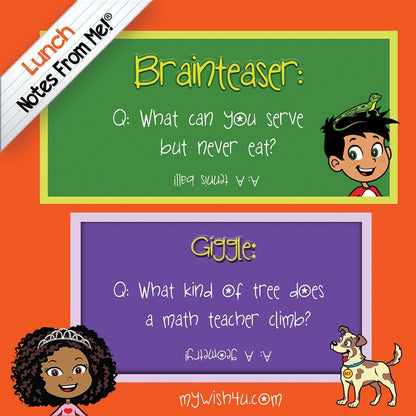 Brainteasers & Giggles - 101 Tear-Off Lunch Box Notes for Kids - Inspirational, Motivational, Thinking of You, Jokes for Kids, Summer Camp, Back to School Essentials, Ages 8+