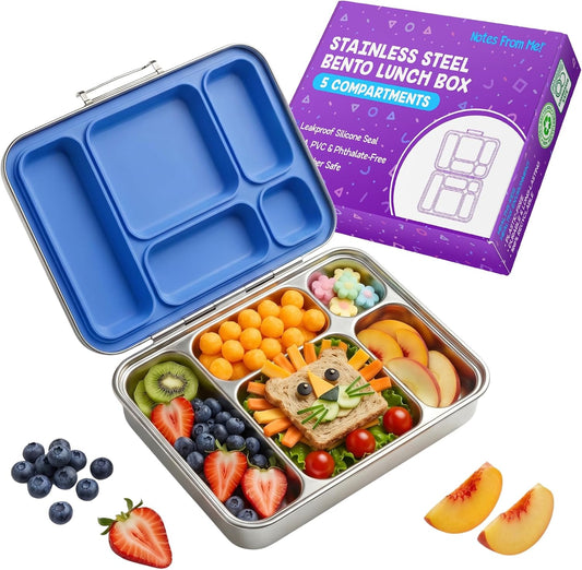 Stainless Steel Bento Box Kids - Kids Metal Bento Lunch Box - BPA Free Lunch Box Containers - 304 Stainless Steel - for School and Office - Blue