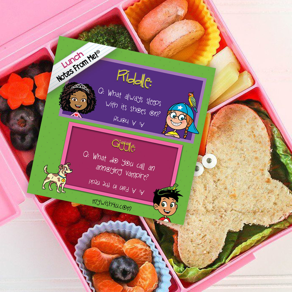 Lunch box with Lunch Notes From Me!® Riddles & Giggles